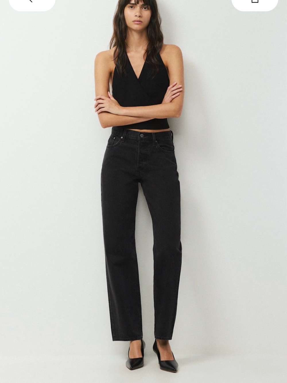 Aritzia Black Straight-Leg High-Rise Women's Jeans